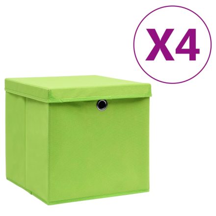 vidaXL 4 db zöld fedeles tárolódoboz 28 x 28 x 28 cm