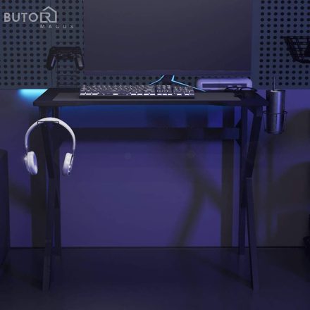 vidaXL fekete K-lábú gamer asztal 90 x 60 x 75 cm