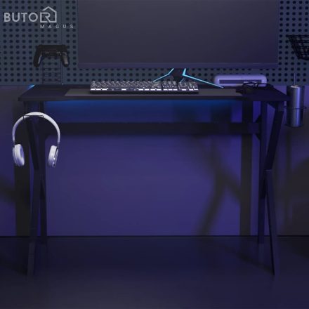 vidaXL fekete K-lábú gamer asztal 110 x 60 x 75 cm