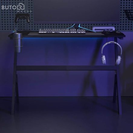 vidaXL fekete Y-lábú LED-es gamer asztal 110 x 60 x 75 cm