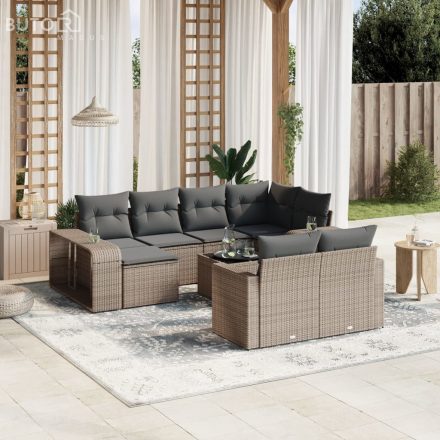 vidaXL 11 részes szürke polyrattan kerti ülőgarnitúra párnákkal