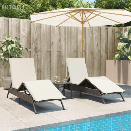 vidaXL 2 db barna polyrattan napozóágy párnával