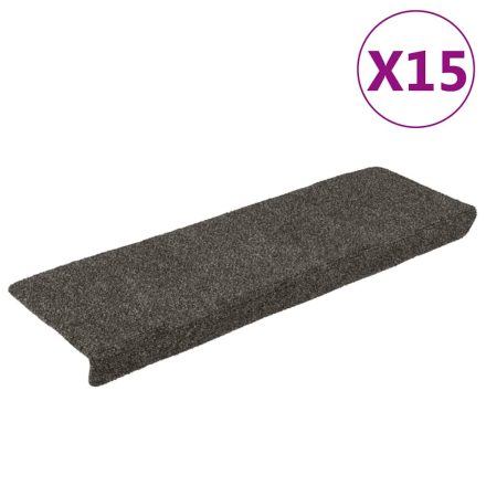 vidaXL 15 db öntapadós lépcsőszőnyeg 65 x 21 x 4 cm antracit téglalap alakú széllel