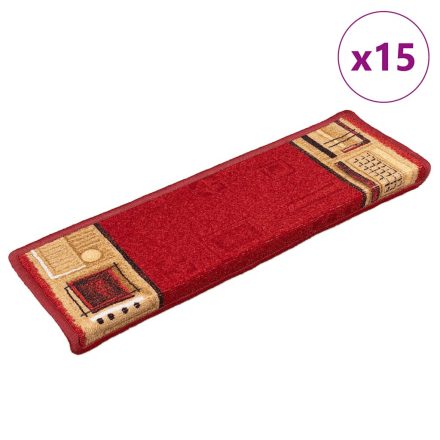vidaXL 15 db piros öntapadó lépcsőszőnyeg 65x21x4 cm