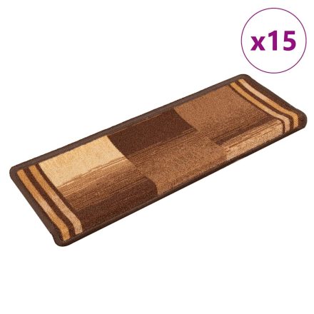 vidaXL 15 db barna öntapadó lépcsőszőnyeg 65x21x4 cm