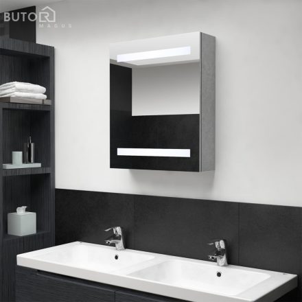 vidaXL betonszürke LED-es tükrös fürdőszobaszekrény 50 x 14 x 60 cm