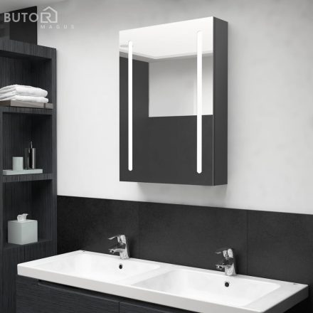 vidaXL szürke LED-es tükrös fürdőszobaszekrény 50 x 13 x 70 cm