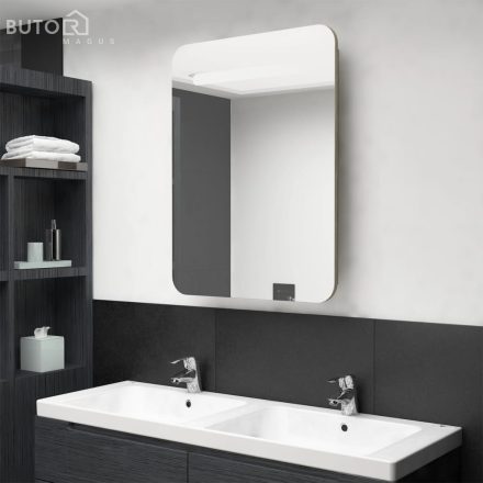 vidaXL tölgyszínű LED-es tükrös fürdőszobaszekrény 60 x 11 x 80 cm
