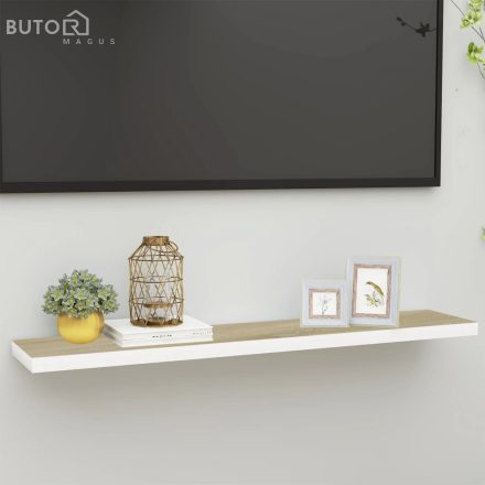 vidaXL tölgyszínű és fehér MDF lebegő fali polc 120 x 23,5 x 3,8 cm