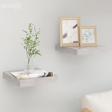 vidaXL 2 db betonszürke MDF lebegő fali polc 23 x 23,5 x 3,8 cm