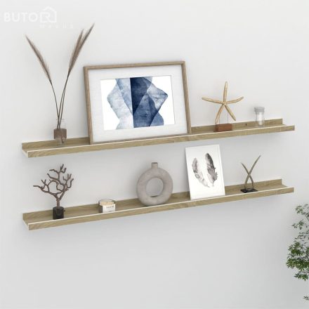 vidaXL 2 db fehér és sonoma tölgy színű fali polc 100 x 9 x 3 cm