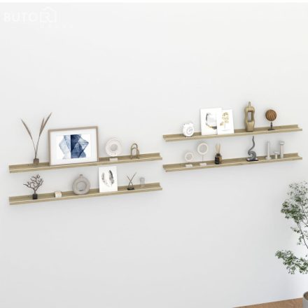 vidaXL 4 db fehér és sonoma tölgy színű fali polc 115 x 9 x 3 cm