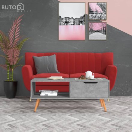 vidaXL betonszürke szerelt fa dohányzóasztal 100 x 49,5 x 43 cm