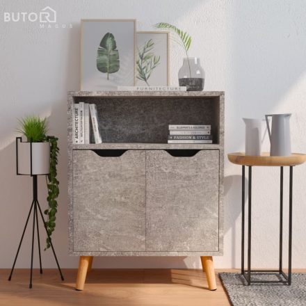 vidaXL betonszürke szerelt fa tálalószekrény 60 x 30 x 72 cm
