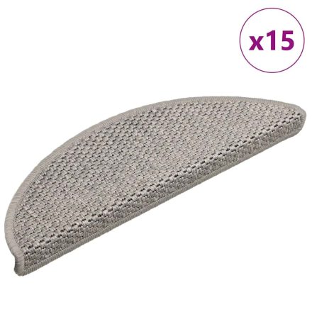 vidaXL 15db szizál hatású ezüst színű öntapadó lépcsőszőnyeg 56x17x3cm