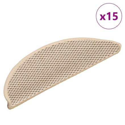 vidaXL 15 db szizál hatású berber öntapadó lépcsőszőnyeg 56x17x3 cm