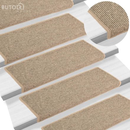 vidaXL 15 db sötét bézs színű öntapadó lépcsőszőnyeg 65x21x4 cm