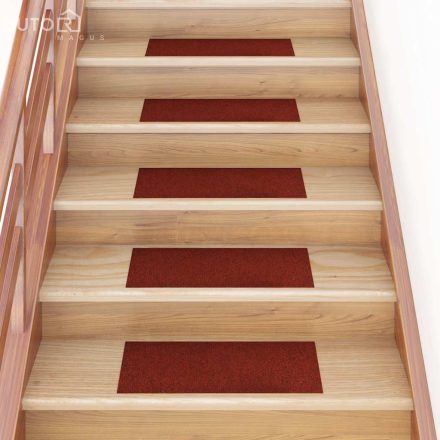 vidaXL 15 db öntapadós lépcsőszőnyeg 60 x 25 cm bordói piros téglalap alakú