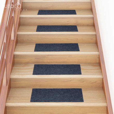 vidaXL 15 db öntapadós lépcsőszőnyeg, 60 x 25 cm, szürke-kék, téglalap alakú