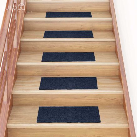 vidaXL 15 db öntapadós lépcsőszőnyeg, 60 x 25 cm, sötétkék, téglalap alakú