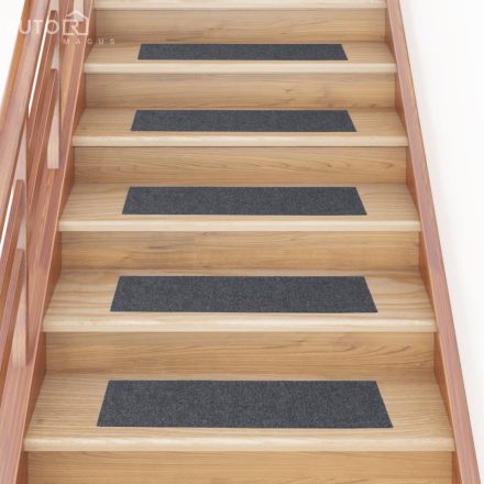 vidaXL 15 db világosszürke öntapadó lépcsőszőnyeg 76 x 20 cm
