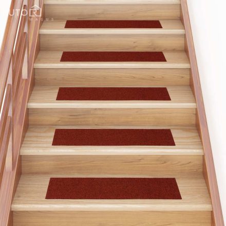 vidaXL 15 db öntapadós lépcsőszőnyeg 76 x 20 cm bordói téglalap alakú