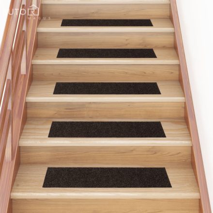 vidaXL 15 db sötétbarna négyszögletes öntapadó lépcsőszőnyeg 76x20cm