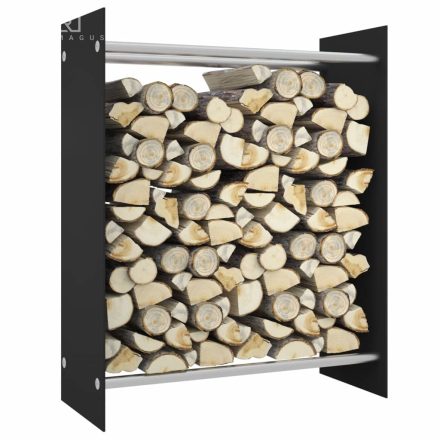 vidaXL fekete edzett üveg tűzifatároló 80 x 35 x 100 cm