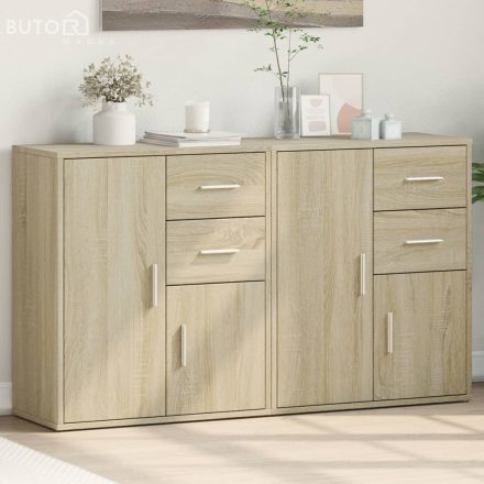 vidaXL 2 db sonoma tölgy színű szerelt fa tálalószekrény 60x31x70 cm