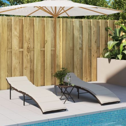vidaXL 2 db barna polyrattan napozóágy párnával