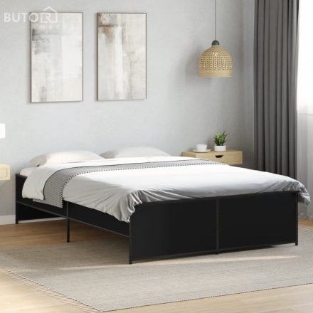 vidaXL fekete szerelt fa és fém ágykeret 135 x 190 cm