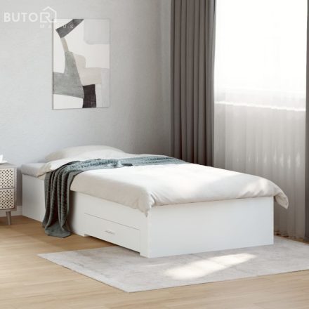 vidaXL fehér szerelt fa ágykeret fiókokkal 75x190 cm