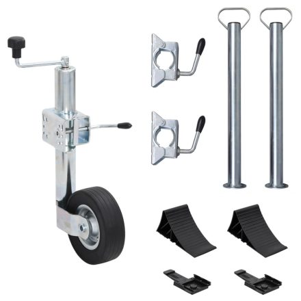 vidaXL utánfutó támasztókerék 2 tartócsővel 3 osztott bilinccsel 60 mm