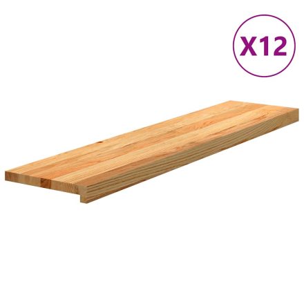 vidaXL 12 db tömör tölgyfa világosbarna lépcsőfokok 110x25x2 cm