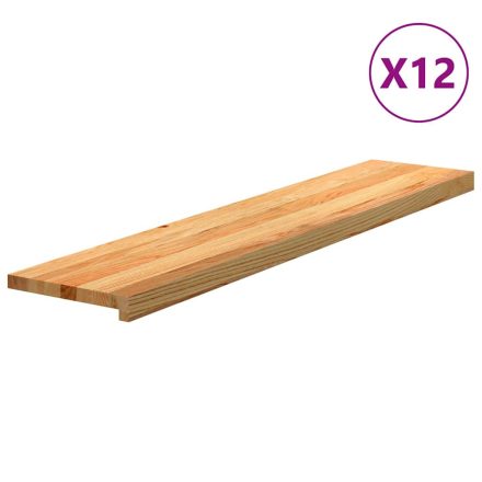vidaXL 12 db tömör tölgyfa világosbarna lépcsőfokok 120x25x2 cm
