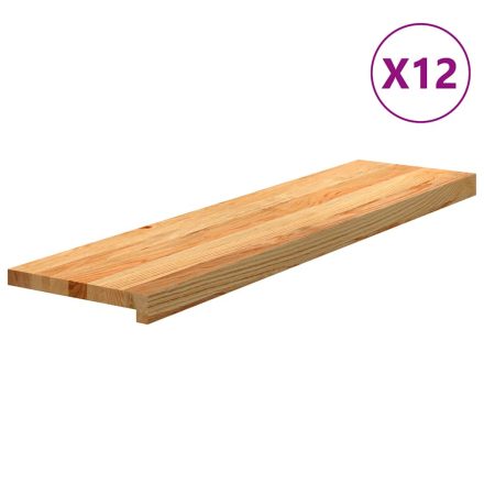 vidaXL 12 db tömör tölgyfa világosbarna lépcsőfokok 100x30x2 cm