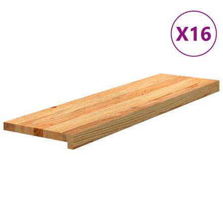 vidaXL 16 db tömör tölgyfa világosbarna lépcsőfokok 90x25x2 cm