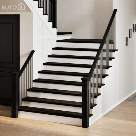 vidaXL lépcsőfokok 16 db sötétbarna 120x30x2 cm tömör fa tölgyfa