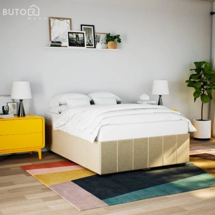 vidaXL krémszínű szövet ágykeret matrac nélkül 140 x 190 cm