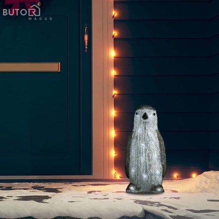 vidaXL LED-es akril karácsonyi pingvinfigura bel- és és kültérre 30 cm