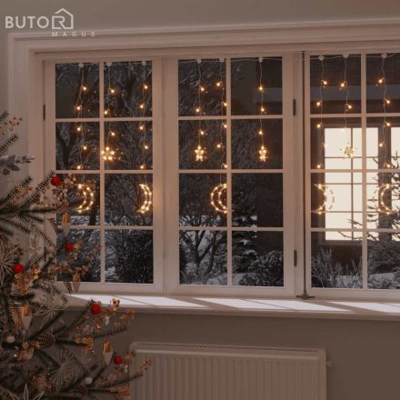 vidaXL 138 meleg fehér LED-es csillag és hold fényfüzér távirányítóval