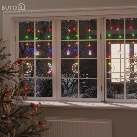 vidaXL csillag és hold fényfüzér 138 színes LED-del és távirányítóval