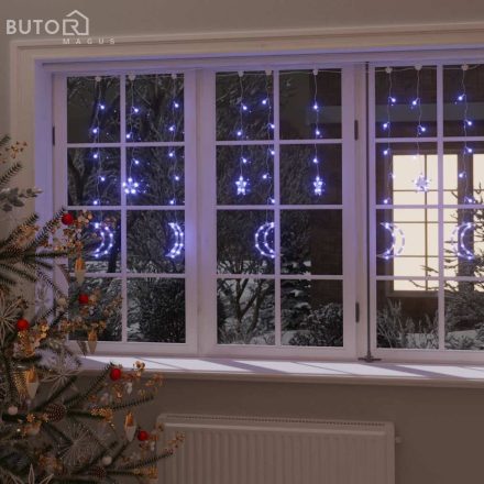 vidaXL csillag és hold fényfüzér 345 kék LED-del és távirányítóval
