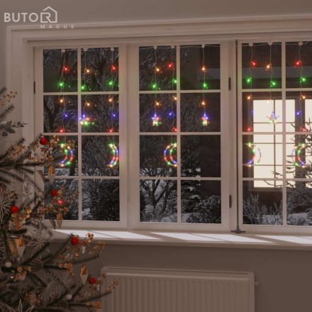 vidaXL csillag és hold fényfüzér 345 színes LED-del és távirányítóval