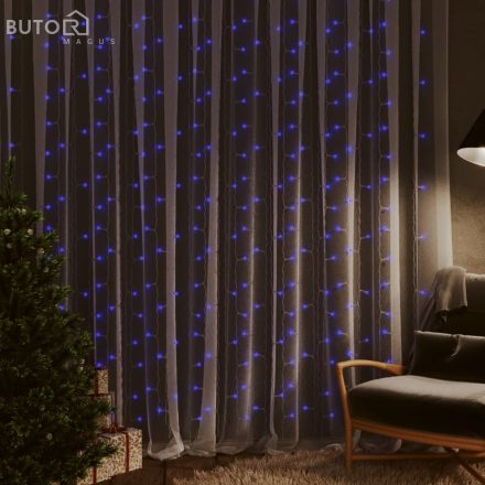 vidaXL 8 funkciós kék fényfüggöny 300 LED-del 3 x 3 m