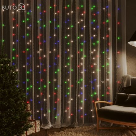 vidaXL 8 funkciós színes fényfüggöny 300 LED-del 3 x 3 m