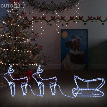 vidaXL rénszarvas és szán kültéri karácsonyi dekoráció 576 LED-del