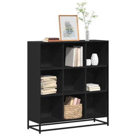 vidaXL fekete szerelt fa és fém könyvszekrény 97,5 x 33 x 107,5 cm