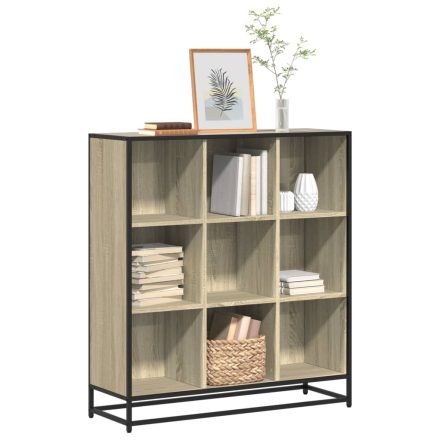 vidaXL sonoma tölgy szerelt fa és fém könyvszekrény 97,5x33x107,5 cm