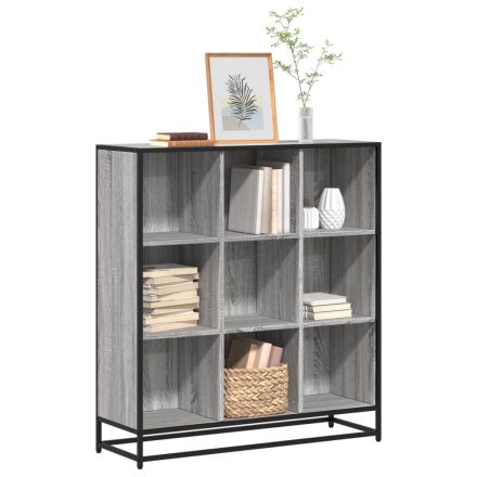 vidaXL szürke sonoma szerelt fa és fém könyvszekrény 97,5x33x107,5 cm